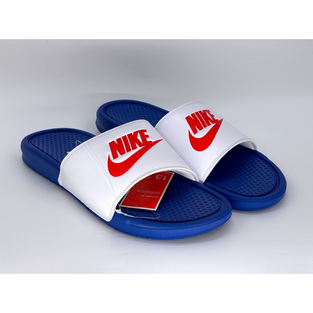 Nike Benassi JDI Mens Slides size 13 Game Royal Red White 343880-410 New